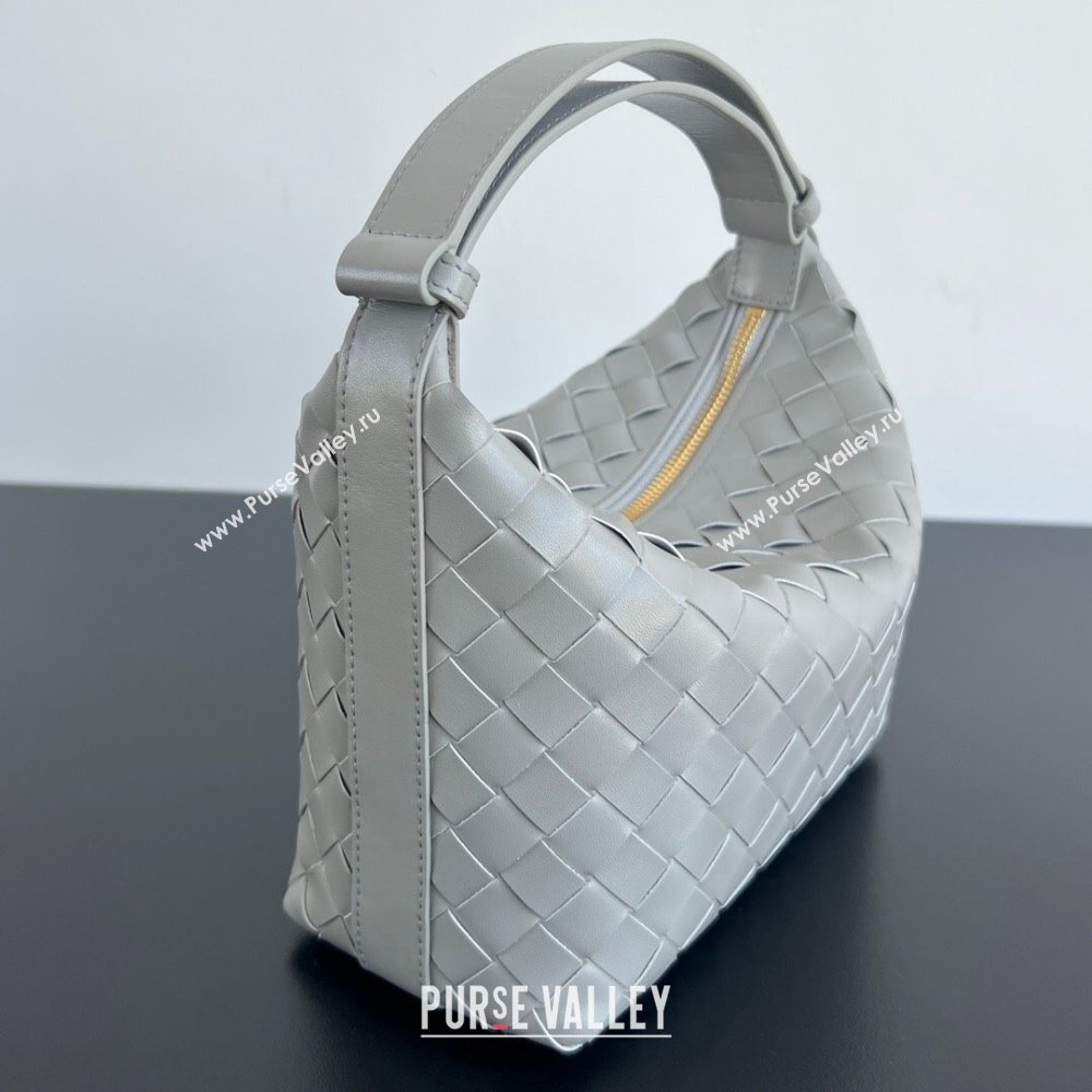 Bottega Veneta Mini Wallace Shoulder Bag in Intrecciato Soft Calfskin Leather 754443 Silver Grey 2025 (WT-250205055)