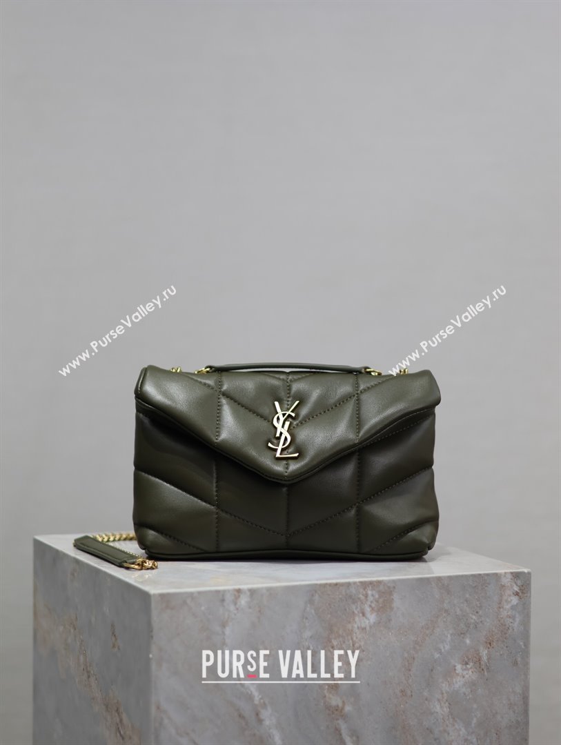 Saint Laurent Loulou Toy Puffer Bag in Lambskin 759337 Khaki Green 2024 0525 (YY-240803045)