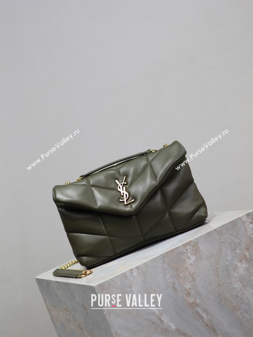 Saint Laurent Loulou Toy Puffer Bag in Lambskin 759337 Khaki Green 2024 0525 (YY-240803045)