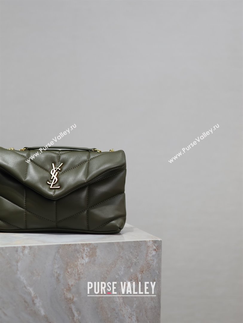 Saint Laurent Loulou Toy Puffer Bag in Lambskin 759337 Khaki Green 2024 0525 (YY-240803045)