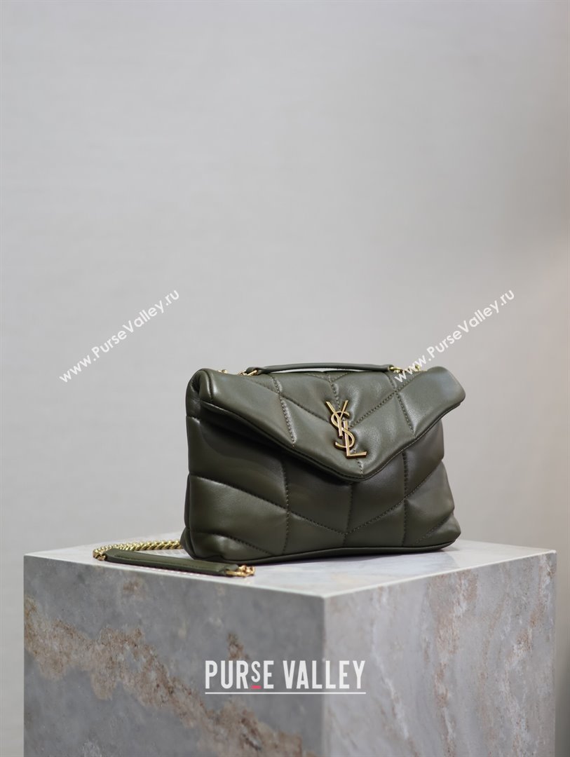 Saint Laurent Loulou Toy Puffer Bag in Lambskin 759337 Khaki Green 2024 0525 (YY-240803045)