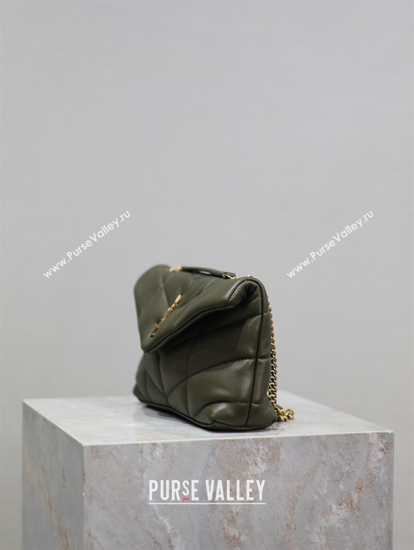 Saint Laurent Loulou Toy Puffer Bag in Lambskin 759337 Khaki Green 2024 0525 (YY-240803045)