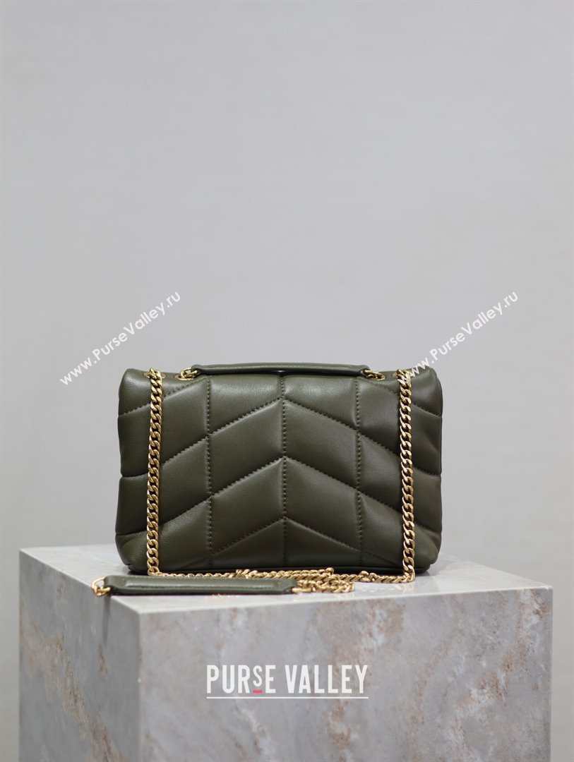 Saint Laurent Loulou Toy Puffer Bag in Lambskin 759337 Khaki Green 2024 0525 (YY-240803045)