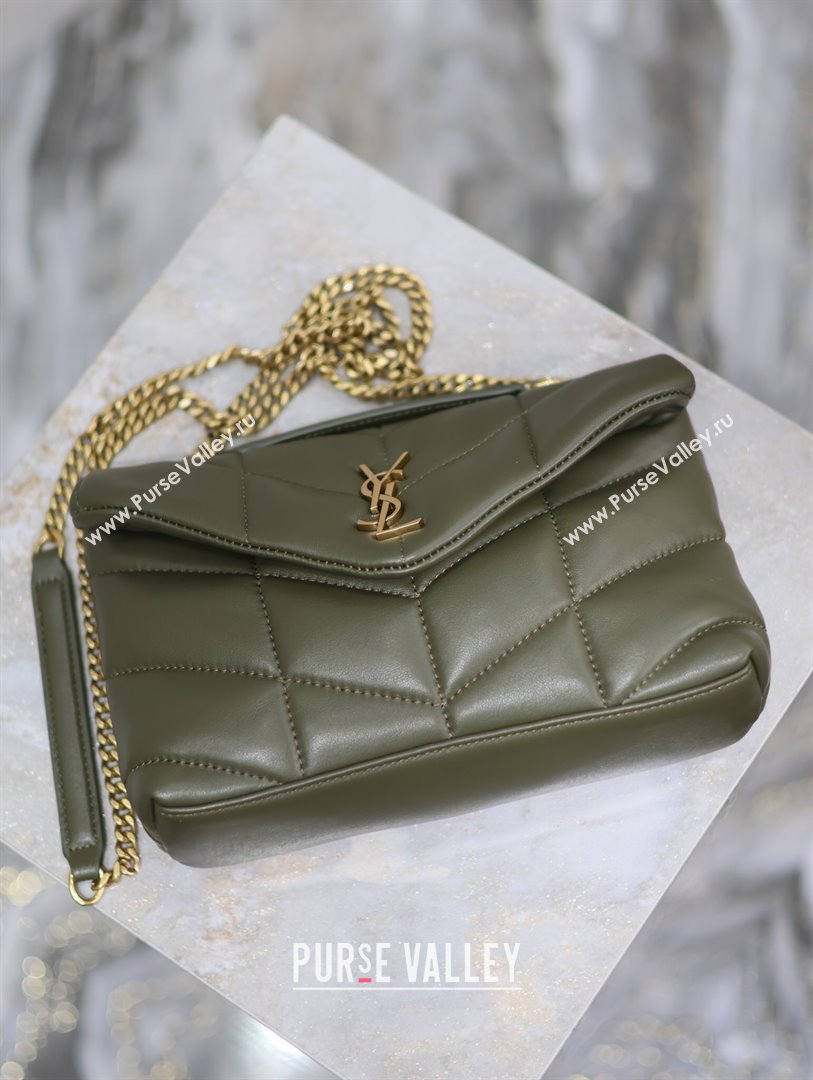 Saint Laurent Loulou Toy Puffer Bag in Lambskin 759337 Khaki Green 2024 0525 (YY-240803045)