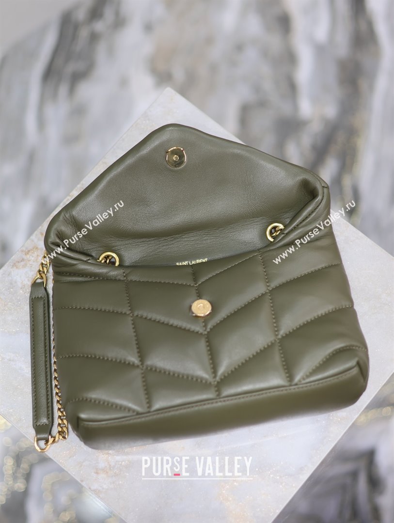 Saint Laurent Loulou Toy Puffer Bag in Lambskin 759337 Khaki Green 2024 0525 (YY-240803045)