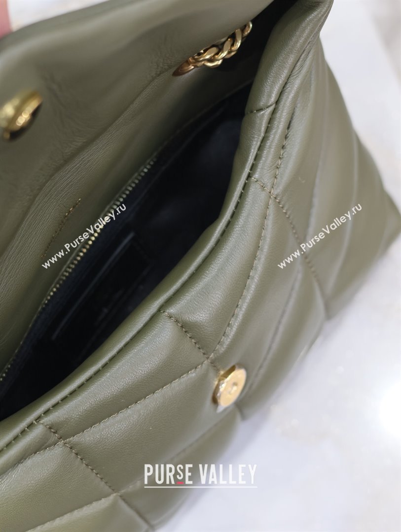 Saint Laurent Loulou Toy Puffer Bag in Lambskin 759337 Khaki Green 2024 0525 (YY-240803045)