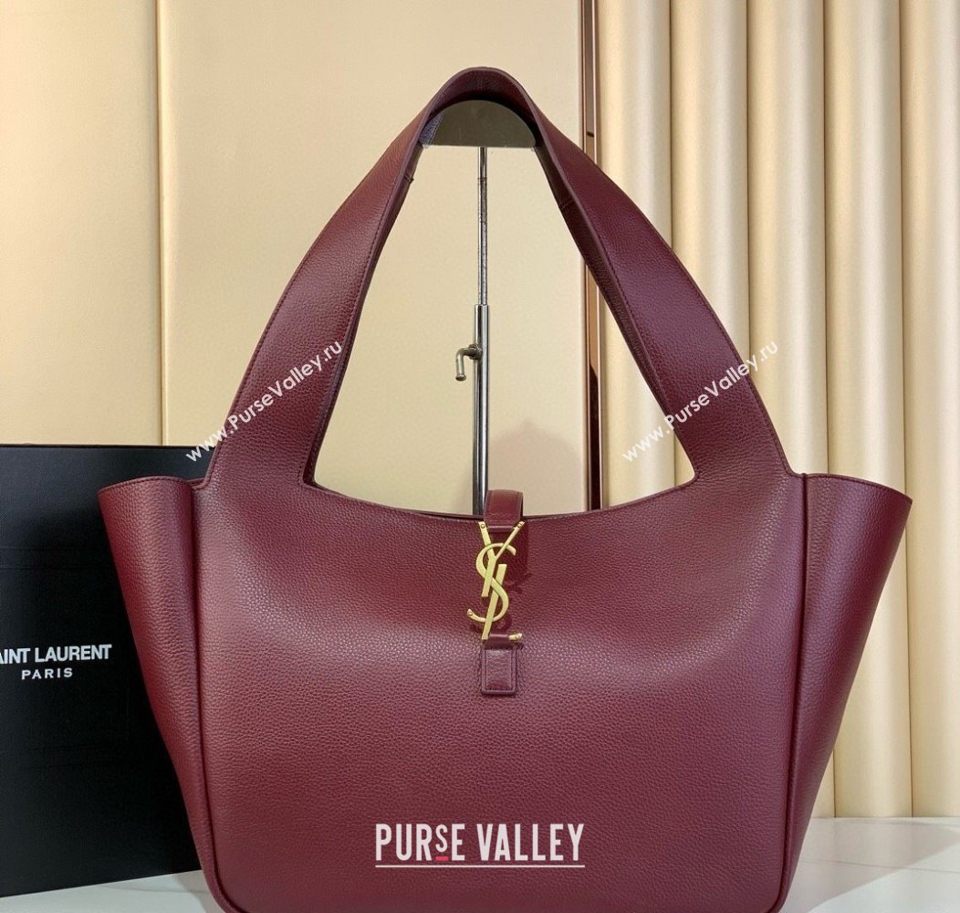 Saint Laurent Bea Tote in Grained Leather 763435 Burgundy 2024 (YY-241218030)