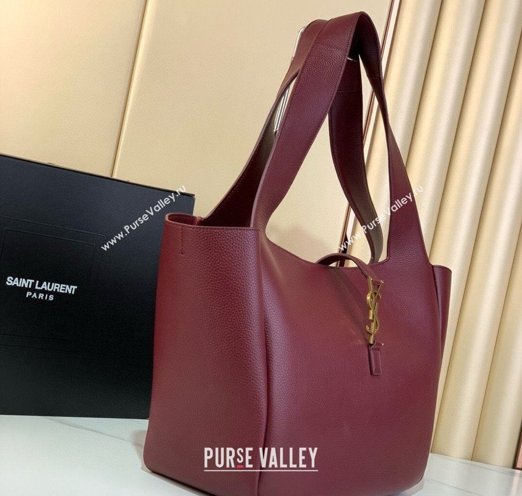 Saint Laurent Bea Tote in Grained Leather 763435 Burgundy 2024 (YY-241218030)