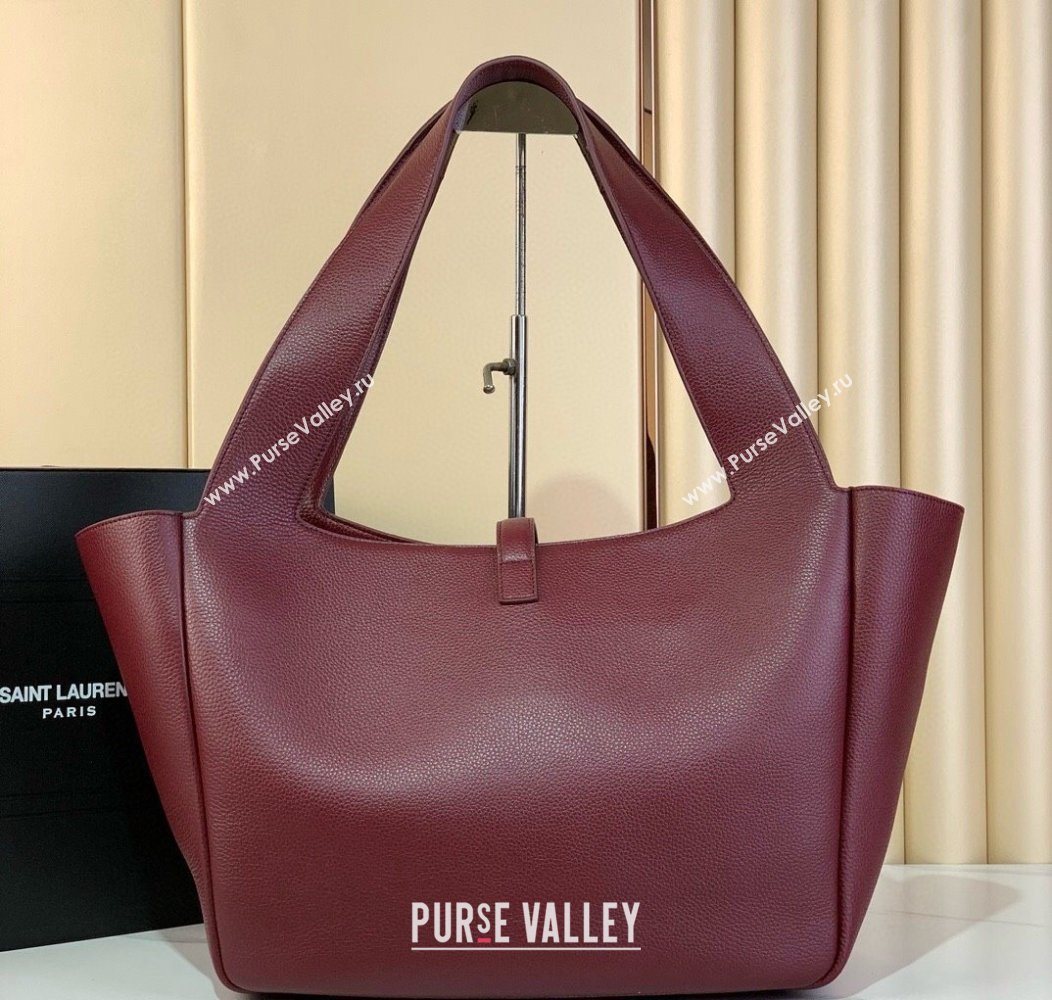 Saint Laurent Bea Tote in Grained Leather 763435 Burgundy 2024 (YY-241218030)