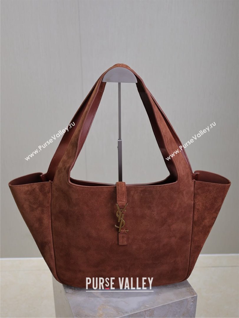 Saint Laurent Bea Tote in Suede 763435 Dark Brown 2024 (YY-241218026)