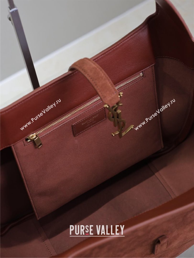 Saint Laurent Bea Tote in Suede 763435 Dark Brown 2024 (YY-241218026)