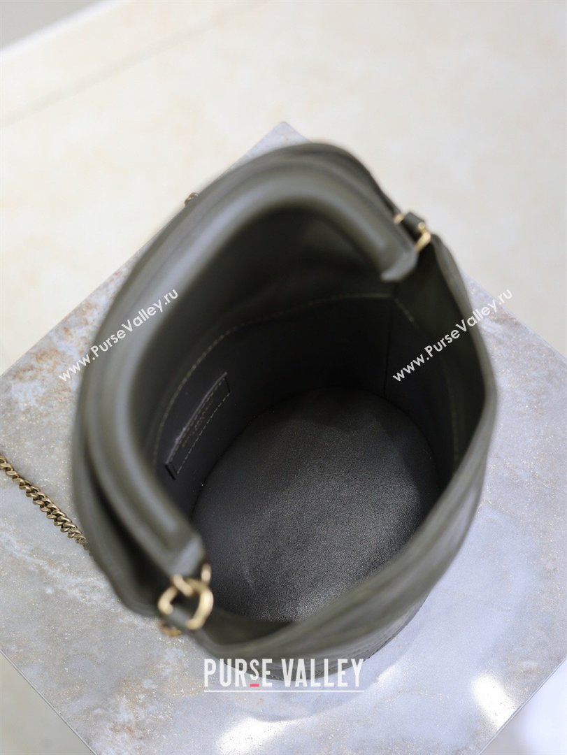 Saint Laurent Gaby Bucket Bag in Quilted Lambskin Green 2026 763961 (MHUI-260407022)