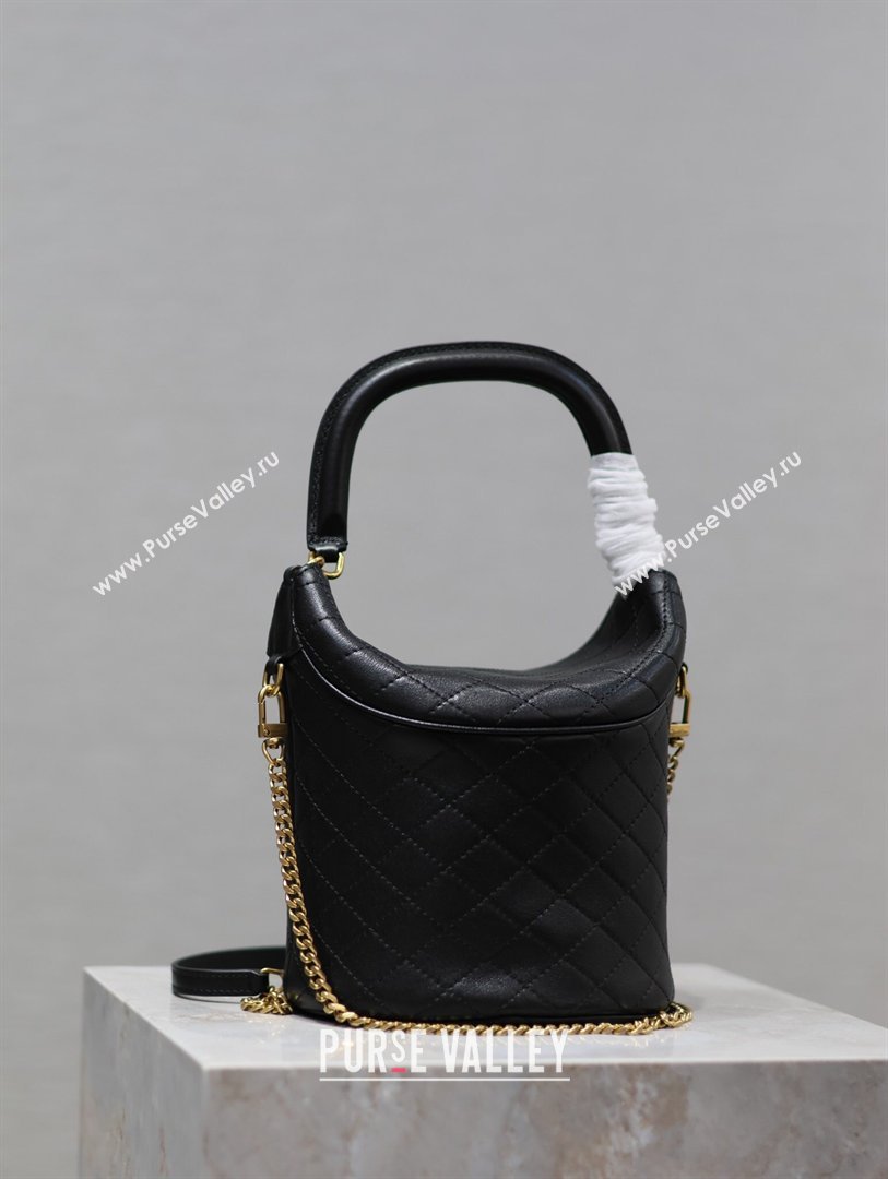 Saint Laurent Gaby Bucket Bag in Quilted Lambskin Black 2026 763961 (MHUI-260407023)