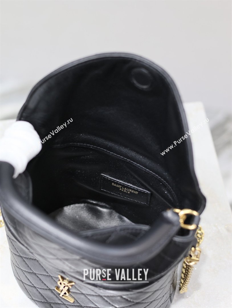 Saint Laurent Gaby Bucket Bag in Quilted Lambskin Black 2026 763961 (MHUI-260407023)