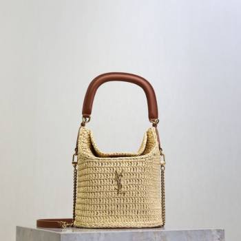 Saint Laurent Gaby Bucket Bag in Crochet Straw Beige 2026 763961 (MHUI-260407020)
