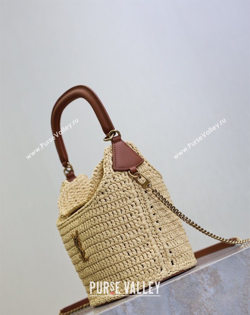 Saint Laurent Gaby Bucket Bag in Crochet Straw Beige 2026 763961 (MHUI-260407020)