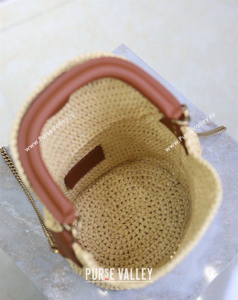 Saint Laurent Gaby Bucket Bag in Crochet Straw Beige 2026 763961 (MHUI-260407020)