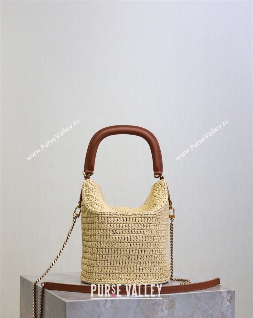 Saint Laurent Gaby Bucket Bag in Crochet Straw Beige 2026 763961 (MHUI-260407020)