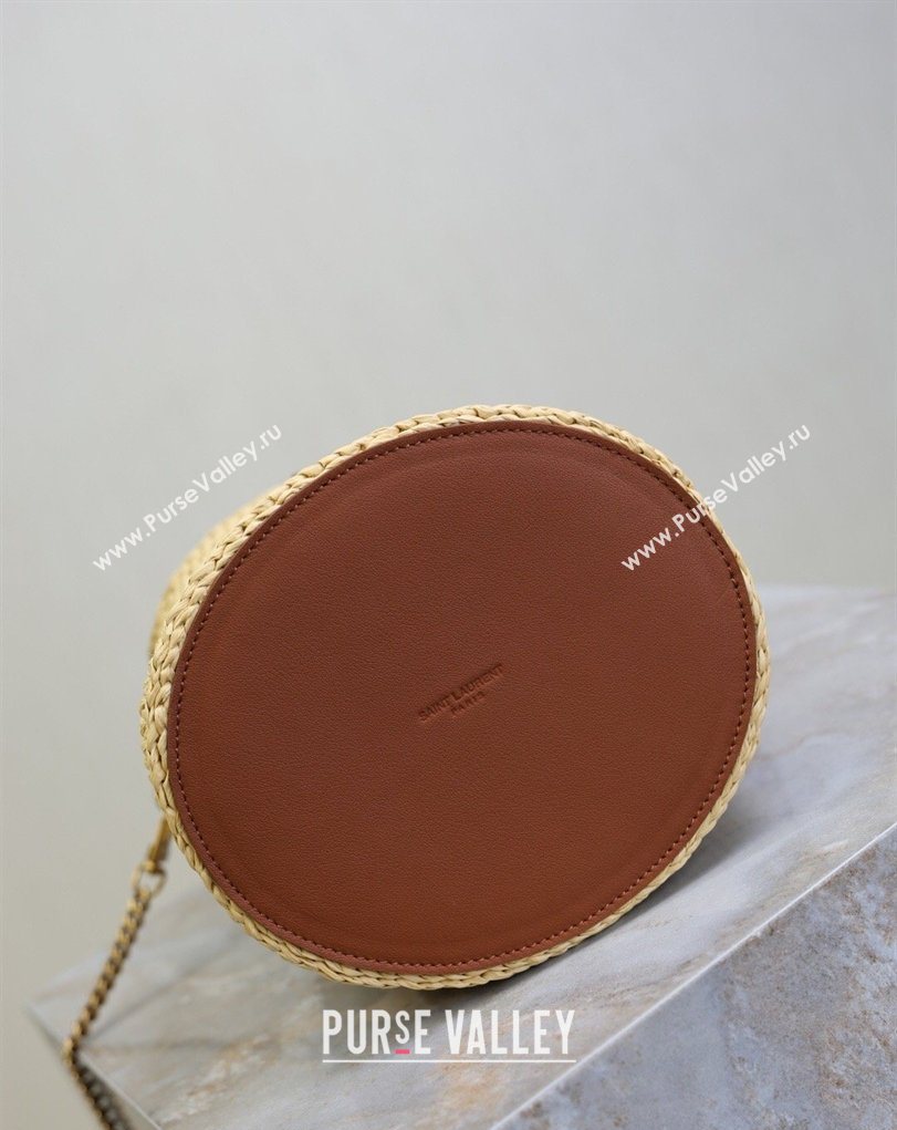 Saint Laurent Gaby Bucket Bag in Crochet Straw Beige 2026 763961 (MHUI-260407020)