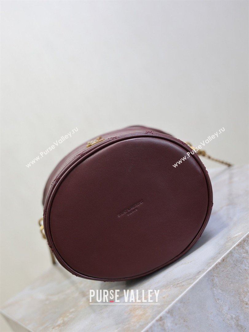Saint Laurent Gaby Bucket Bag in Quilted Lambskin Burgundy 2026 763961 (MHUI-260407021)