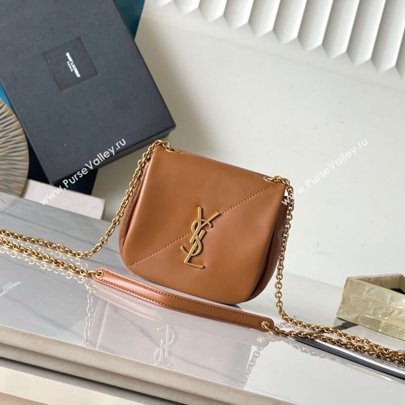 Saint Laurent Jamie 4.3 Mini Chain Bag in Lambskin Leather Brown 2025 766756 (YY-250409081)