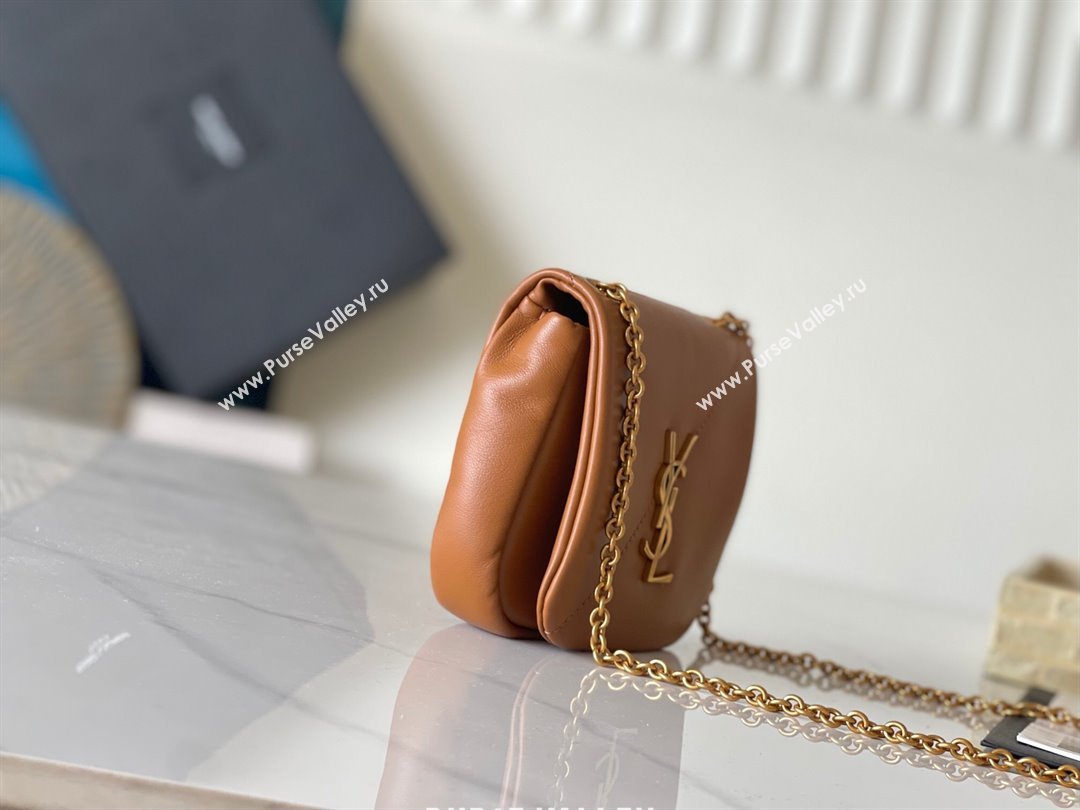 Saint Laurent Jamie 4.3 Mini Chain Bag in Lambskin Leather Brown 2025 766756 (YY-250409081)