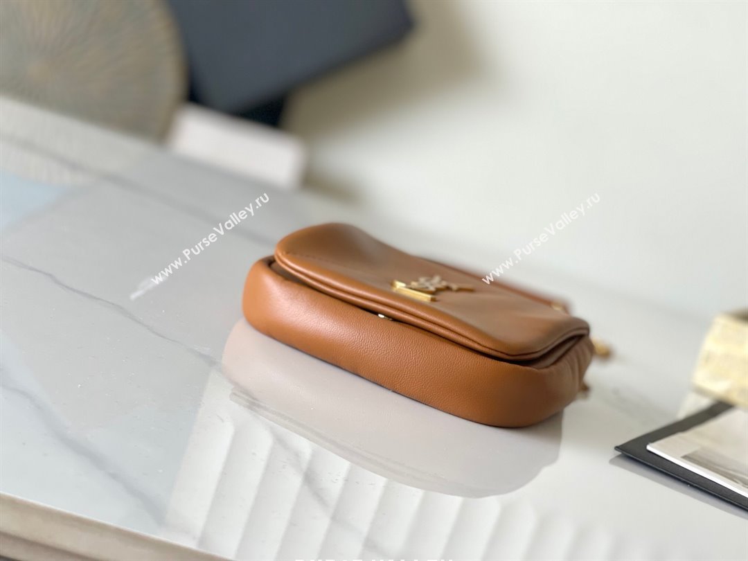 Saint Laurent Jamie 4.3 Mini Chain Bag in Lambskin Leather Brown 2025 766756 (YY-250409081)