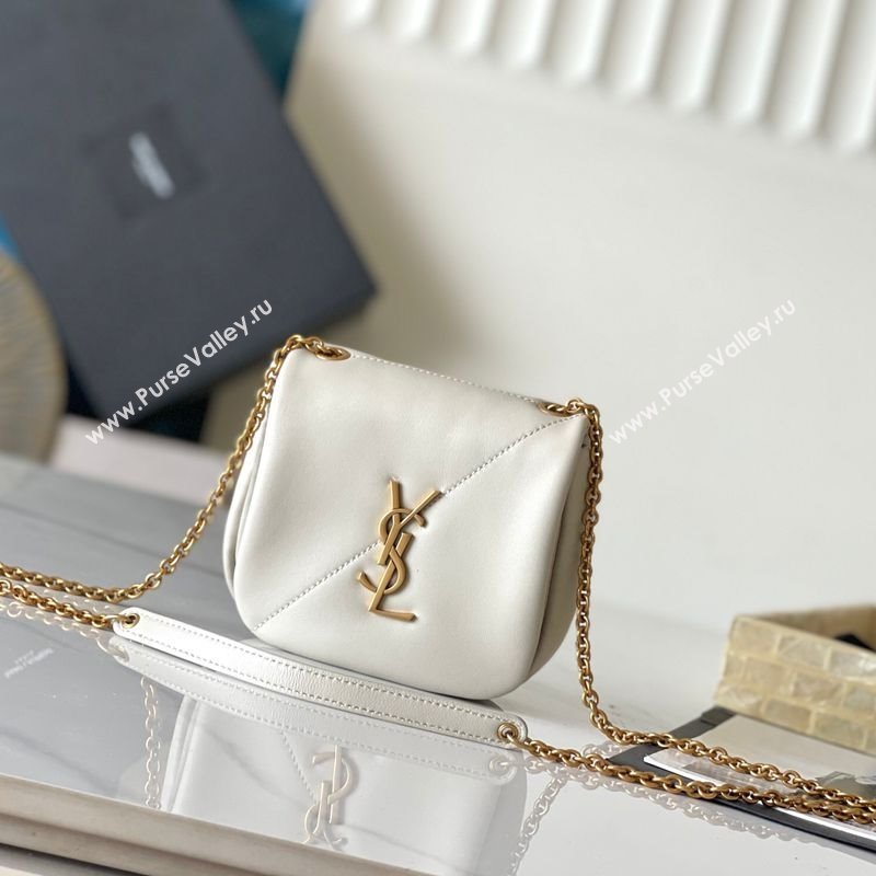 Saint Laurent Jamie 4.3 Mini Chain Bag in Lambskin Leather White 2025 766756 (YY-250409080)