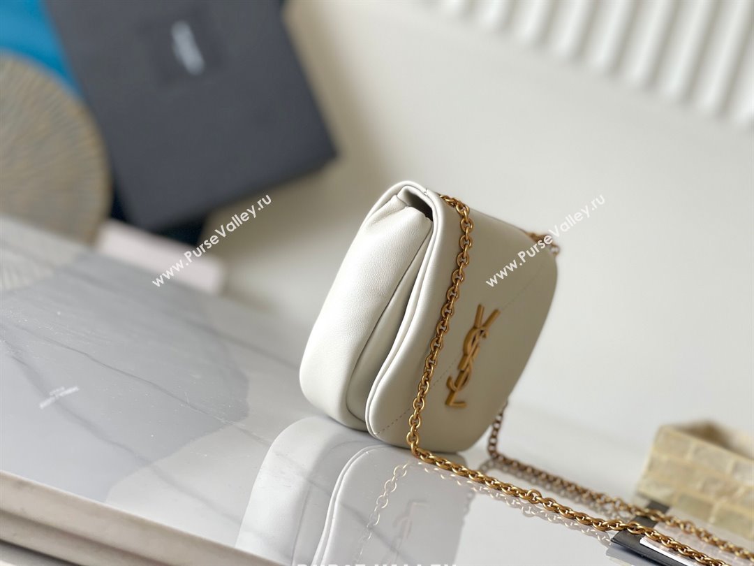 Saint Laurent Jamie 4.3 Mini Chain Bag in Lambskin Leather White 2025 766756 (YY-250409080)