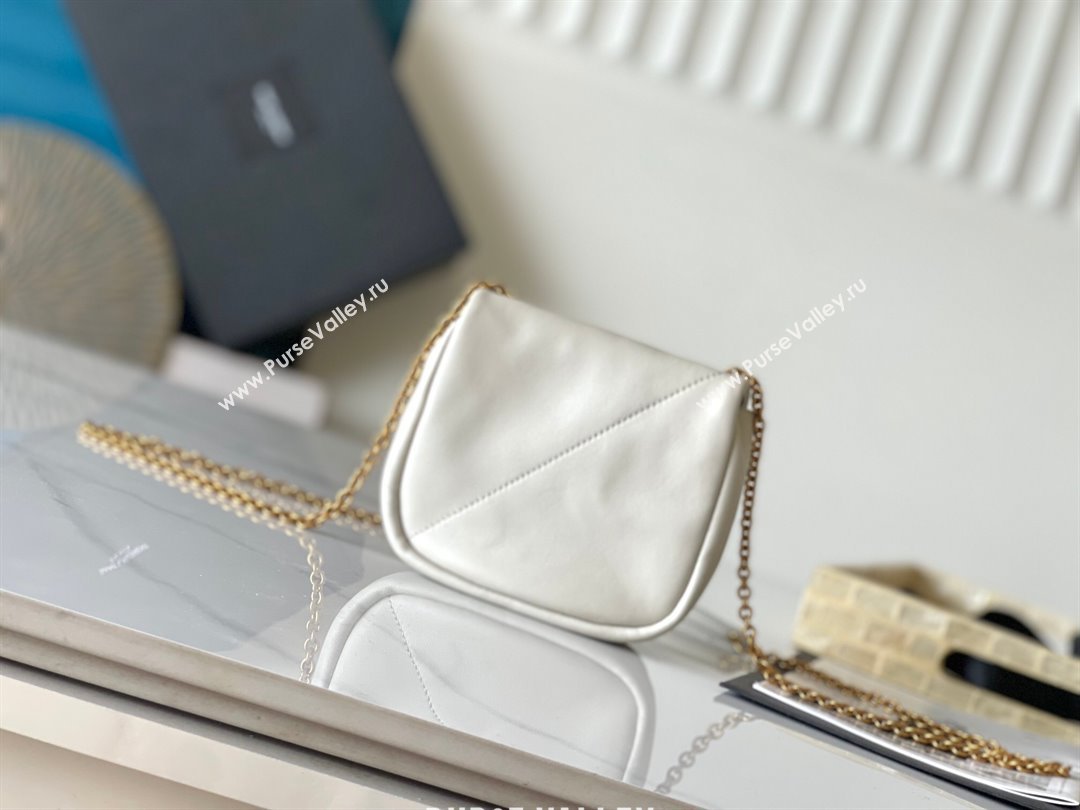 Saint Laurent Jamie 4.3 Mini Chain Bag in Lambskin Leather White 2025 766756 (YY-250409080)