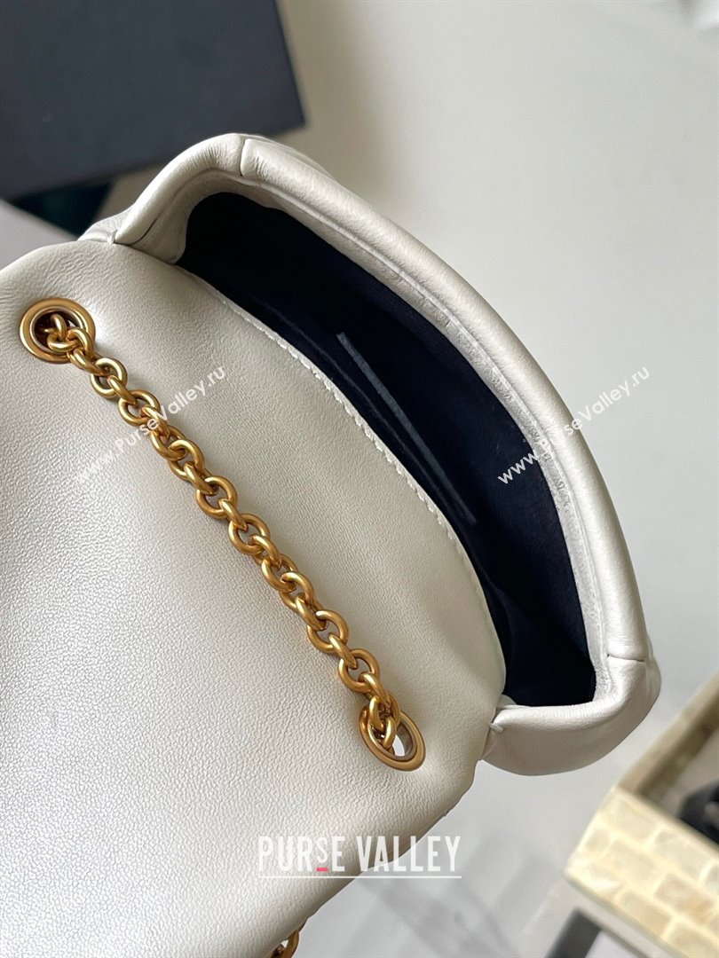 Saint Laurent Jamie 4.3 Mini Chain Bag in Lambskin Leather White 2025 766756 (YY-250409080)