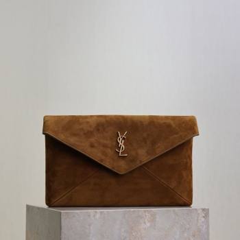 Saint Laurent Cassandre Large Envelope Pouch in Suede Brown 2025 769307 (YY-260119088)
