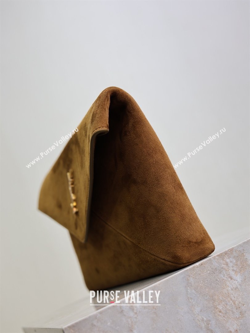Saint Laurent Cassandre Large Envelope Pouch in Suede Brown 2025 769307 (YY-260119088)