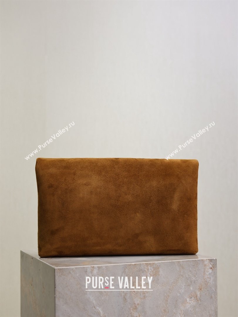 Saint Laurent Cassandre Large Envelope Pouch in Suede Brown 2025 769307 (YY-260119088)
