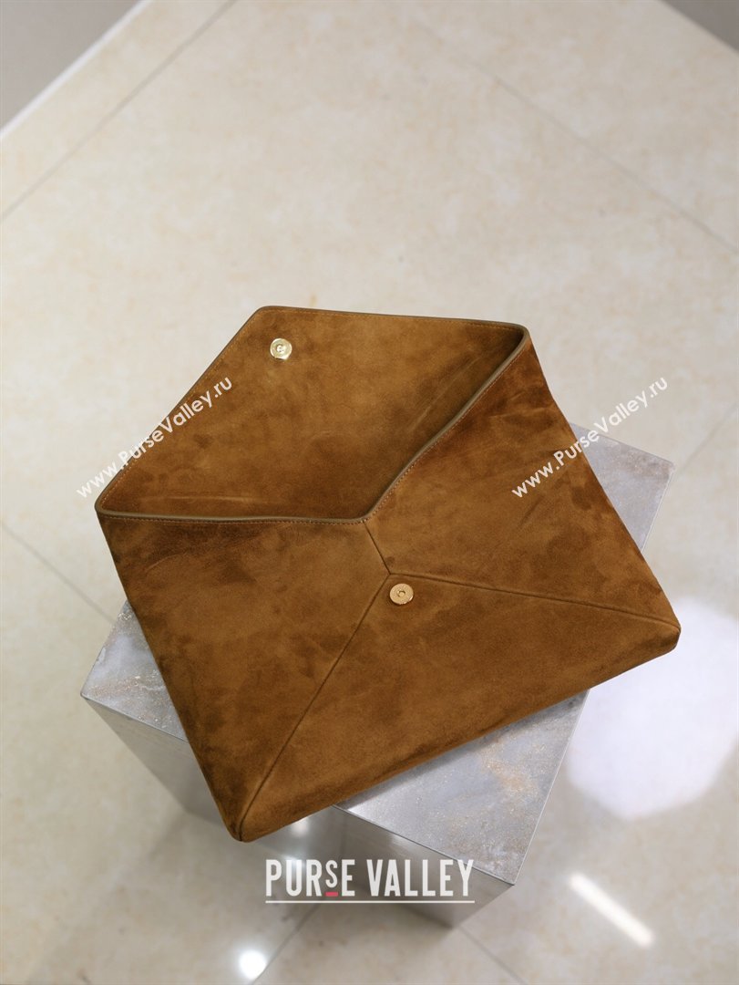 Saint Laurent Cassandre Large Envelope Pouch in Suede Brown 2025 769307 (YY-260119088)