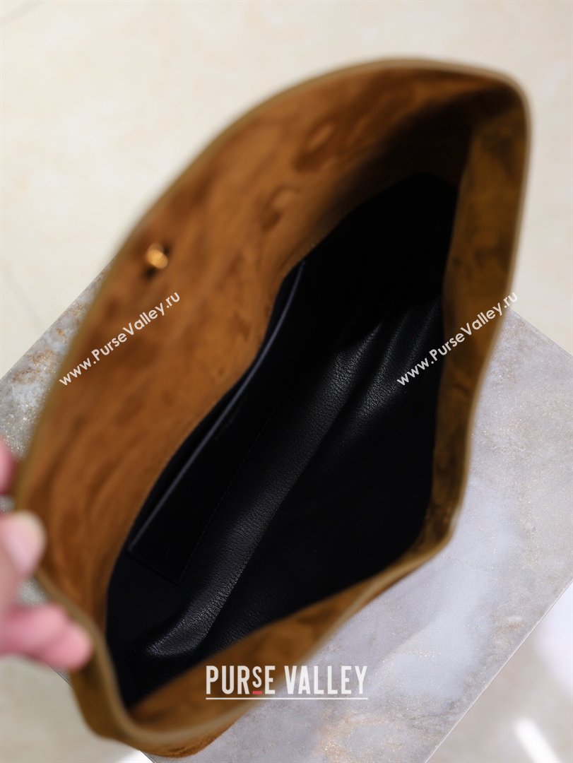 Saint Laurent Cassandre Large Envelope Pouch in Suede Brown 2025 769307 (YY-260119088)