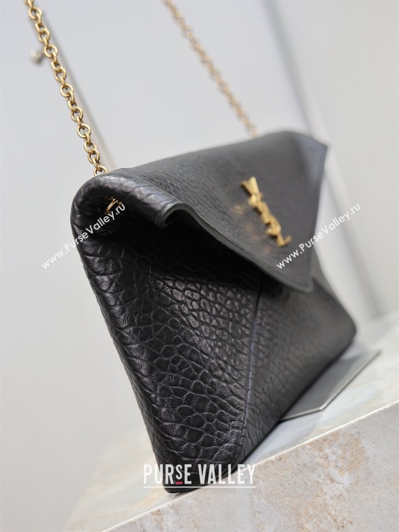 Saint Laurent Cassandre Large Envelope Pouch in Grained Leather with Chain Black 2025 769307 (YY-260119090)