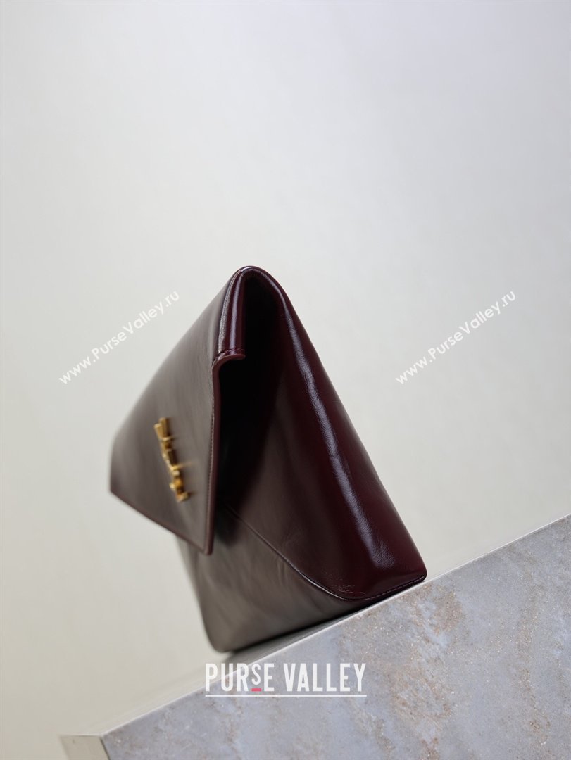 Saint Laurent Cassandre Large Envelope Pouch in Shiny Leather Dark Burgundy 2025 769307 (YY-260119085)