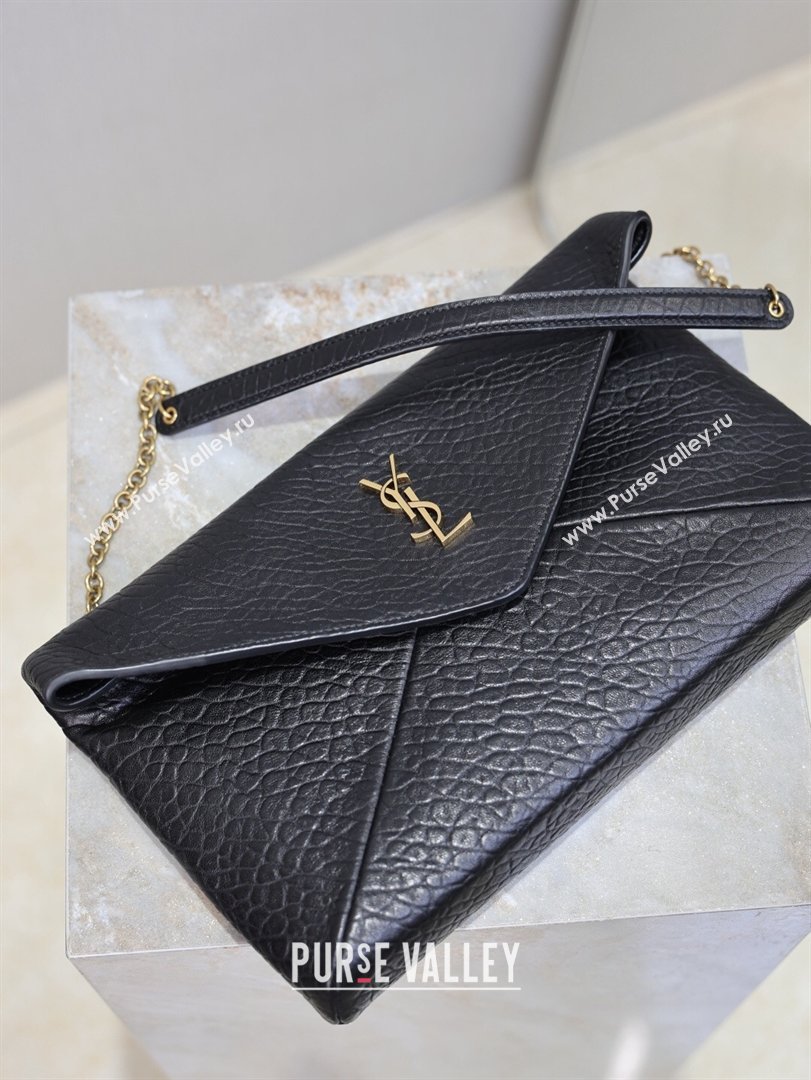 Saint Laurent Cassandre Large Envelope Pouch in Grained Leather with Chain Black 2025 769307 (YY-260119090)