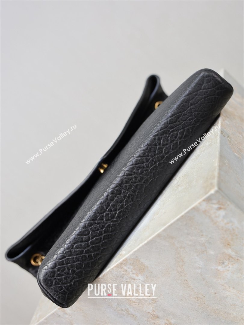 Saint Laurent Cassandre Large Envelope Pouch in Grained Leather with Chain Black 2025 769307 (YY-260119090)