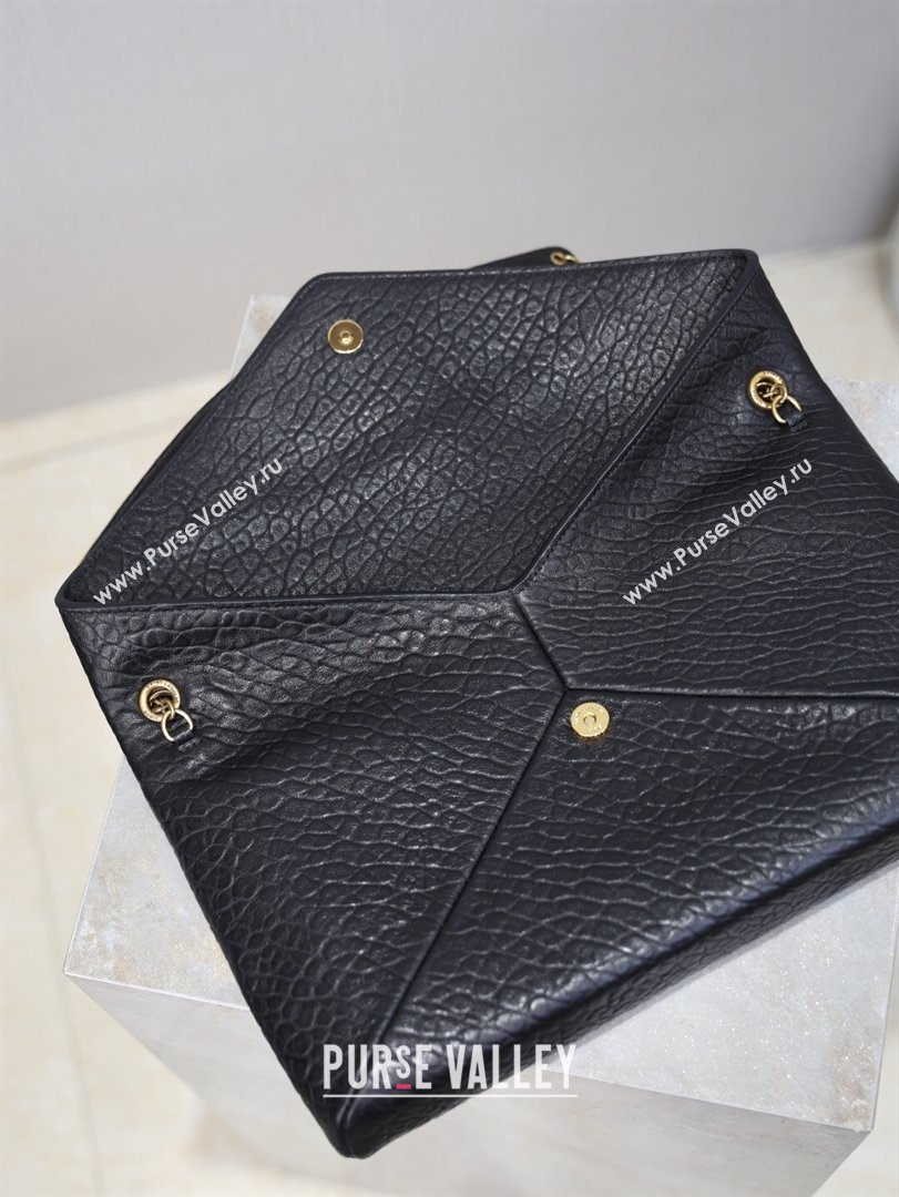 Saint Laurent Cassandre Large Envelope Pouch in Grained Leather with Chain Black 2025 769307 (YY-260119090)