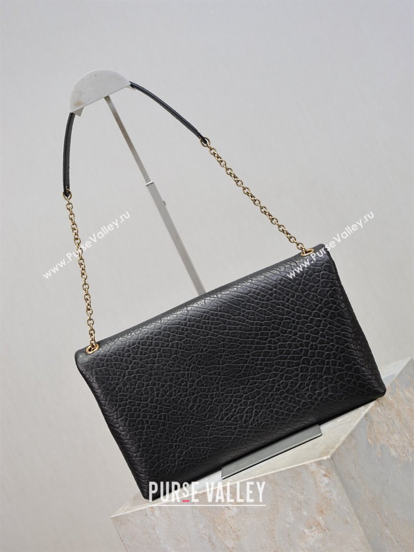 Saint Laurent Cassandre Large Envelope Pouch in Grained Leather with Chain Black 2025 769307 (YY-260119090)