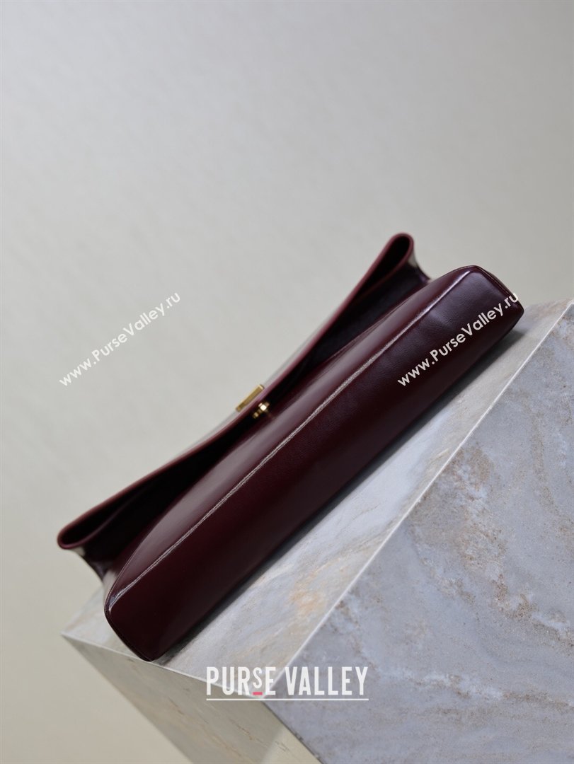 Saint Laurent Cassandre Large Envelope Pouch in Shiny Leather Dark Burgundy 2025 769307 (YY-260119085)