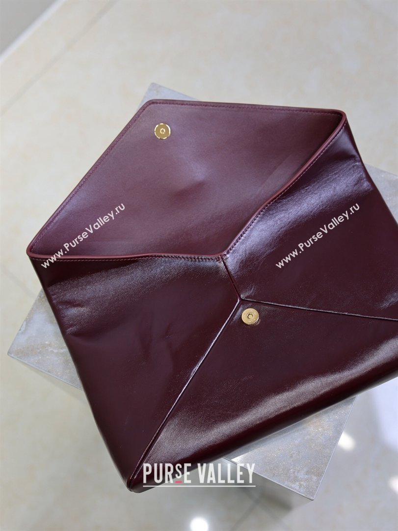 Saint Laurent Cassandre Large Envelope Pouch in Shiny Leather Dark Burgundy 2025 769307 (YY-260119085)