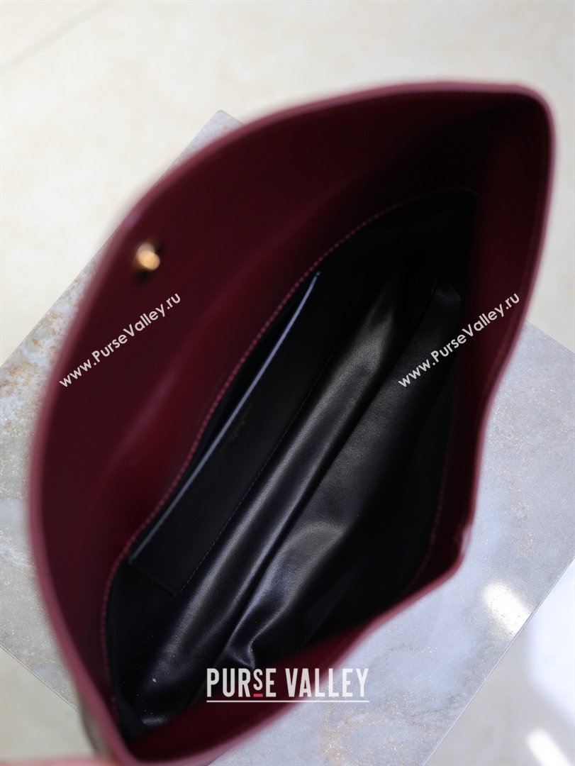 Saint Laurent Cassandre Large Envelope Pouch in Shiny Leather Dark Burgundy 2025 769307 (YY-260119085)