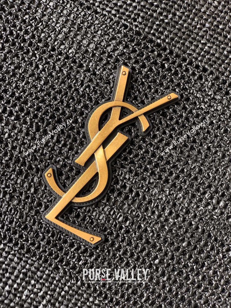 Saint Laurent Icare Tote Bag in Raffia Straw Black 2025 772191 (YY-250801116)