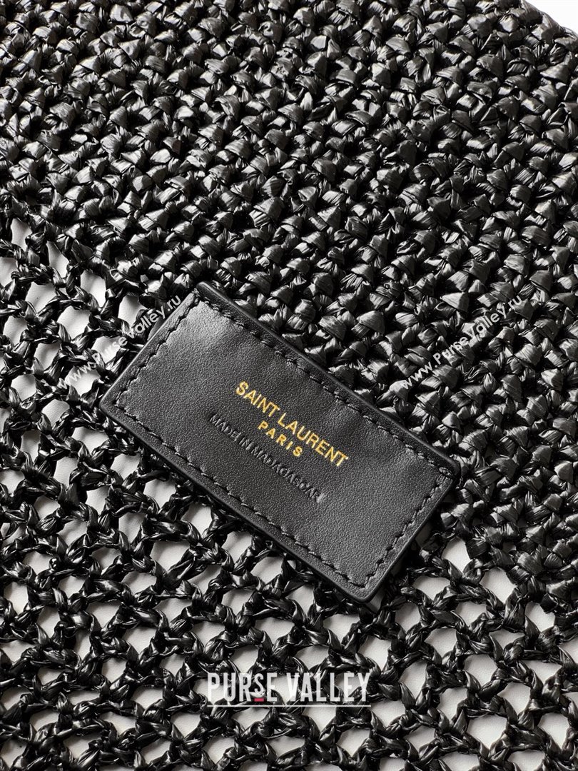 Saint Laurent Icare Tote Bag in Raffia Straw Black 2025 772191 (YY-250801116)