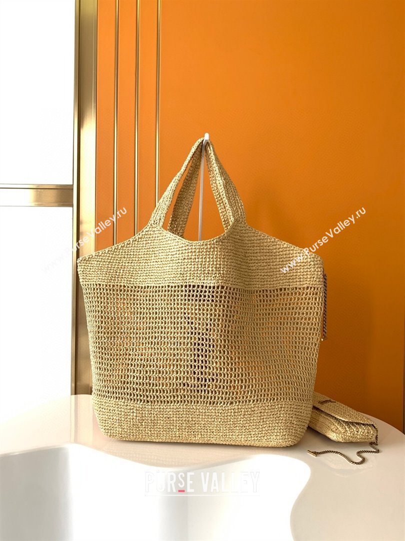 Saint Laurent Icare Tote Bag in Raffia Straw Beige 2025 772191 (YY-250801115)