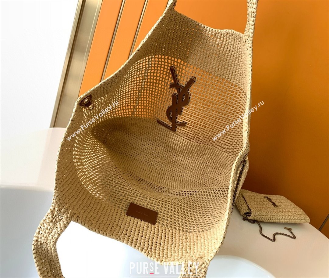 Saint Laurent Icare Tote Bag in Raffia Straw Beige 2025 772191 (YY-250801115)