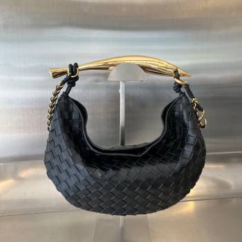 Bottega Veneta Sardine Top handle Bag With Chain Intrecciato Leather 776768 Black 2023 (WT-231229125)